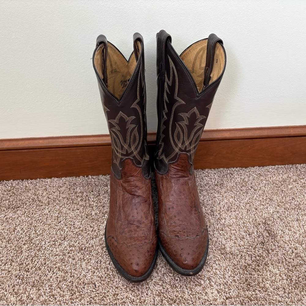 Tony Lama Dark Brown Leather Cowboy Boots